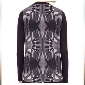 AKRIS PUNTO 100% Wool Black Overlapping Handprint Paneled Cardigan - 10